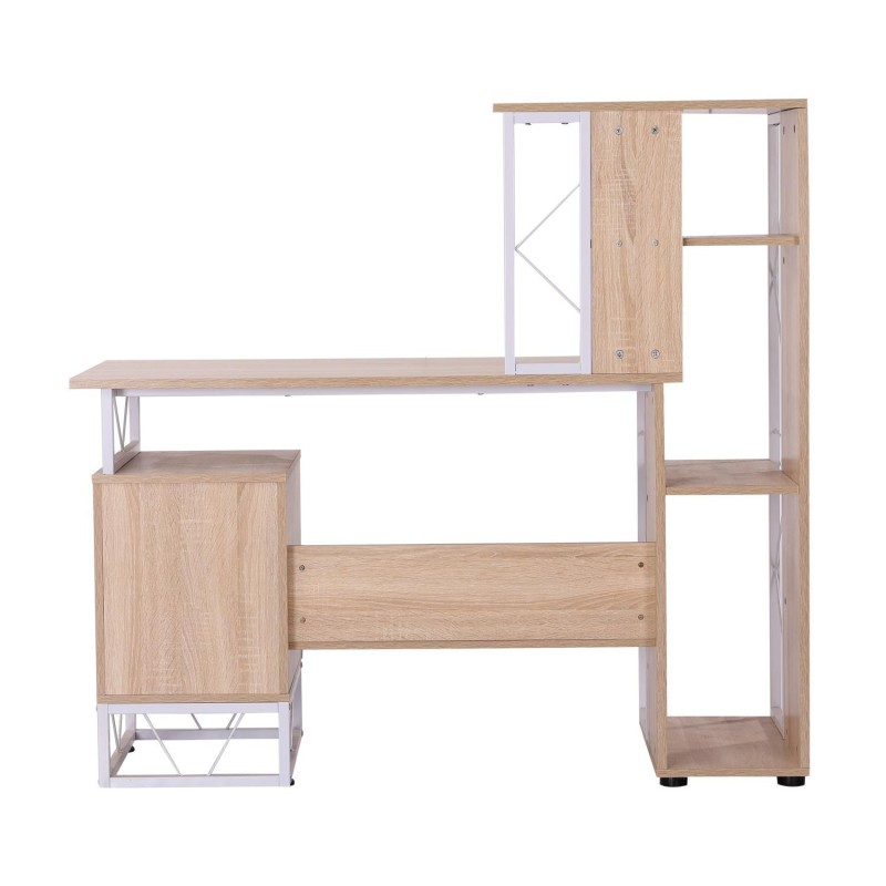Mesa de ordenador SILVANO en madera color blanco y roble