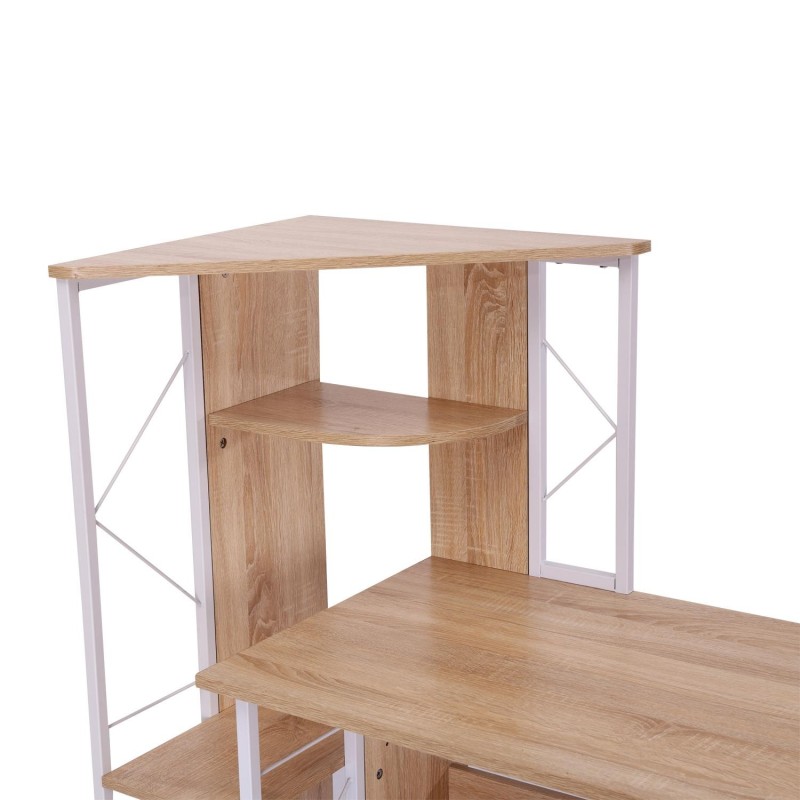 Mesa de ordenador SILVANO en madera color blanco y roble