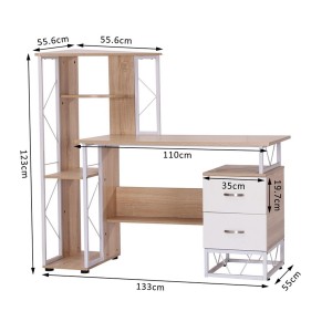 Mesa de ordenador SILVANO en madera color blanco y roble