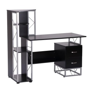 Mesa de ordenador SILVANO en madera color blanco y roble