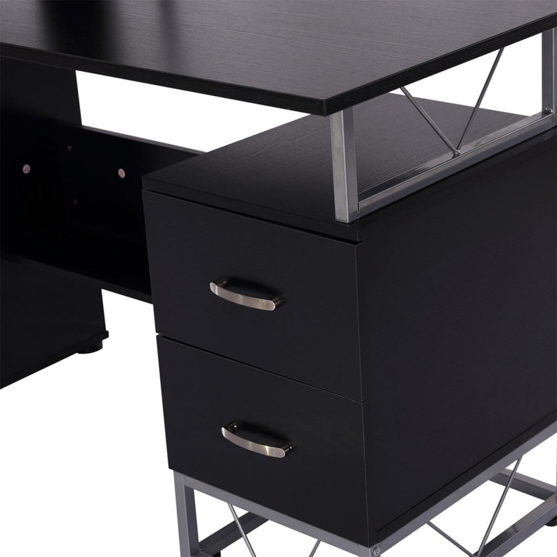 Mesa de ordenador SILVANO en madera color blanco y roble