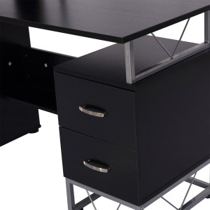 Mesa de ordenador SILVANO en madera color blanco y roble
