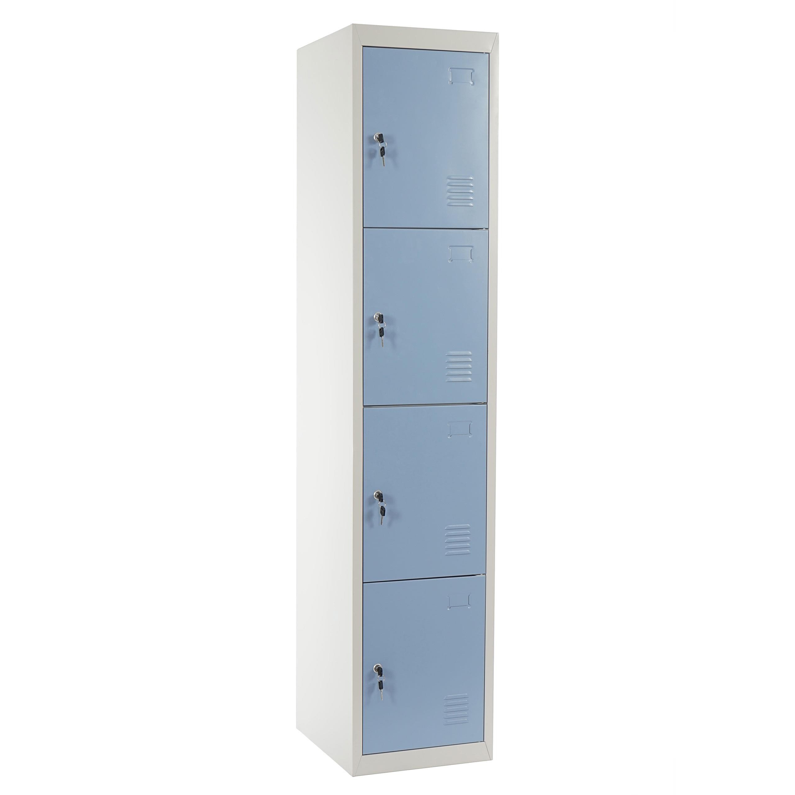 Taquilla Metálica HILDUR, 180x38x45 cm, 4 Puertas con Cerradura, Color Verde