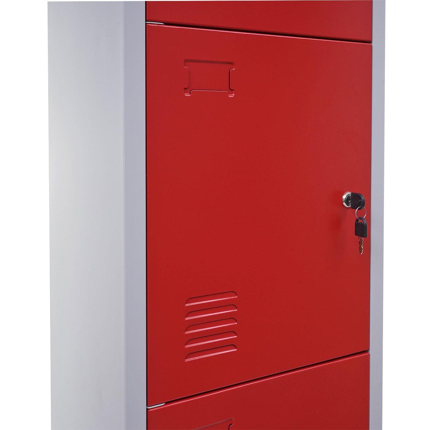 Taquilla Metálica HILDUR, 180x38x45 cm, 4 Puertas con Cerradura, Color Verde