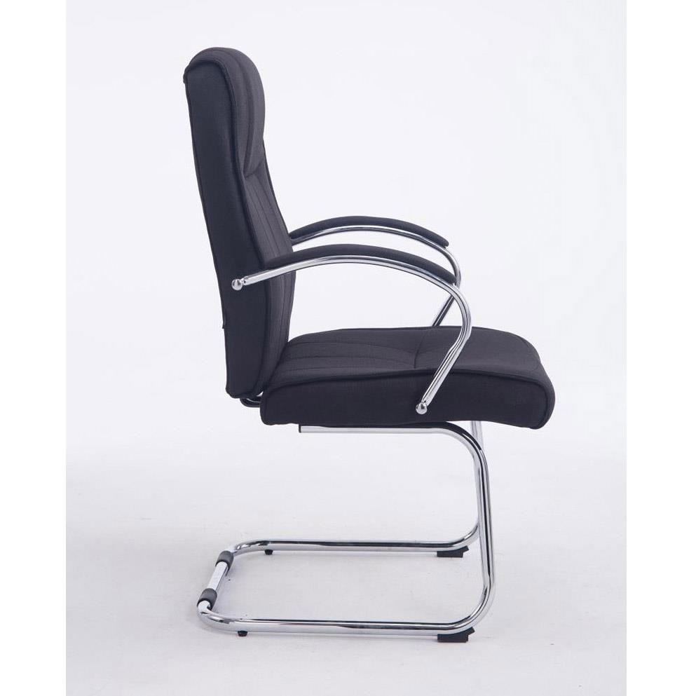 Silla de Confidente BORAU TELA, estructura metálica, reposabrazos, acolchada en color Negro