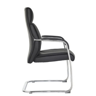 Sillón de confidente DALI V, espectacular diseño, en piel negra 2