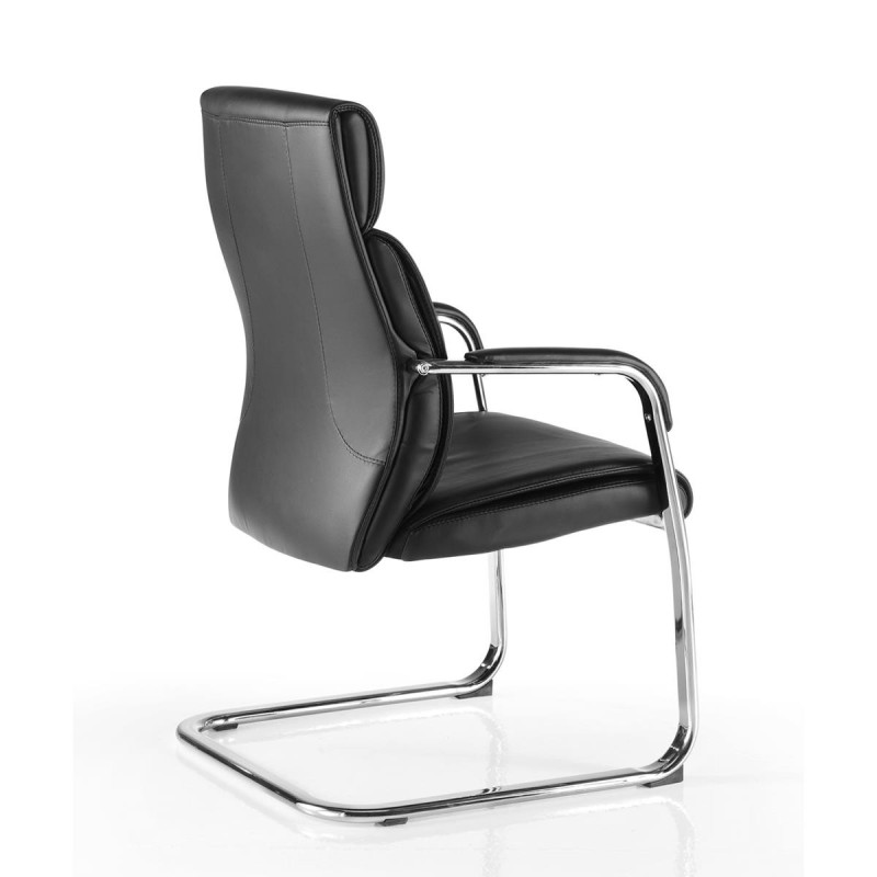 Sillón de confidente DALI V, espectacular diseño, en piel negra