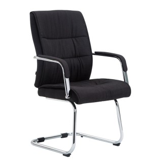 Silla de confidente HILBER TELA, estructura metálica, en color negro