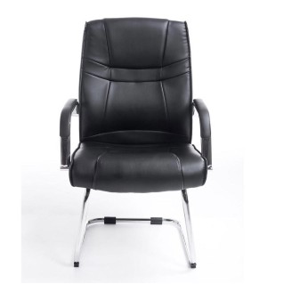 Silla de confidente DENVER, estructura metálica, en piel color negro 2