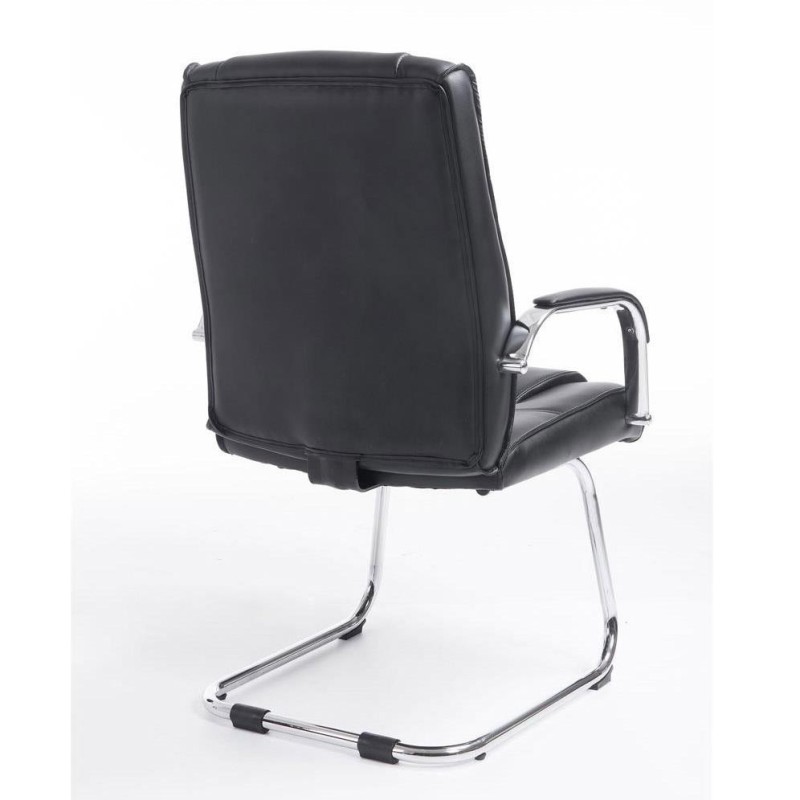Silla de confidente DENVER, estructura metálica, en piel color negro