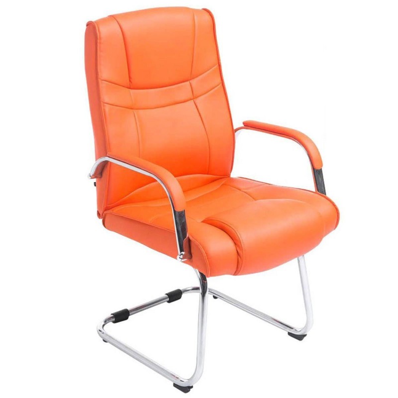 Silla de confidente DENVER, estructura metálica, en piel color negro