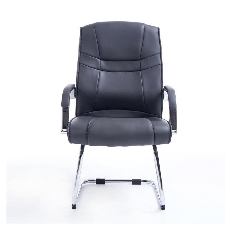 Silla de confidente DENVER, estructura metálica, en piel color negro