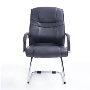 Silla de confidente DENVER, estructura metálica, en piel color negro