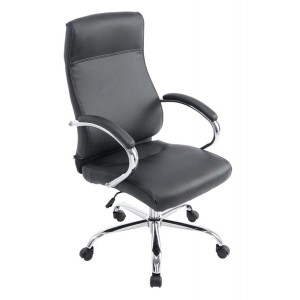 Sillón de oficina ZURIGO, tapizado en piel color negro