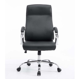 Sillón de oficina ZURIGO, tapizado en piel color negro 2