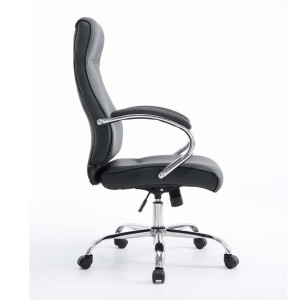 Sillón de oficina ZURIGO, tapizado en piel color negro