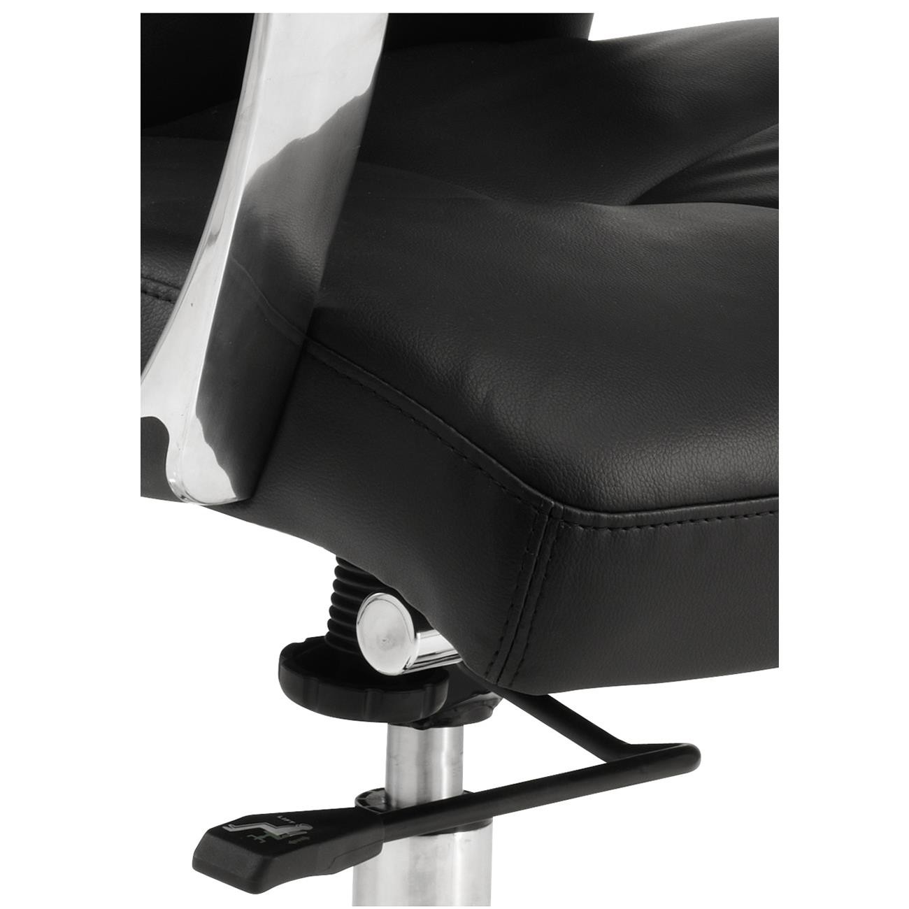 Sillón de Oficina DENIS, Base y Brazos en Metal, Diseño con Costuras, En Piel Negra