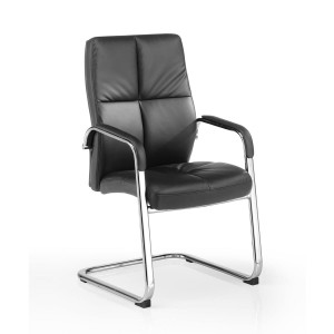 Sillón de confidente DENIS V, espectacular diseño, en piel negra