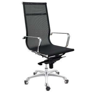Silla de oficina DOMI, estructura cromada, en malla negra