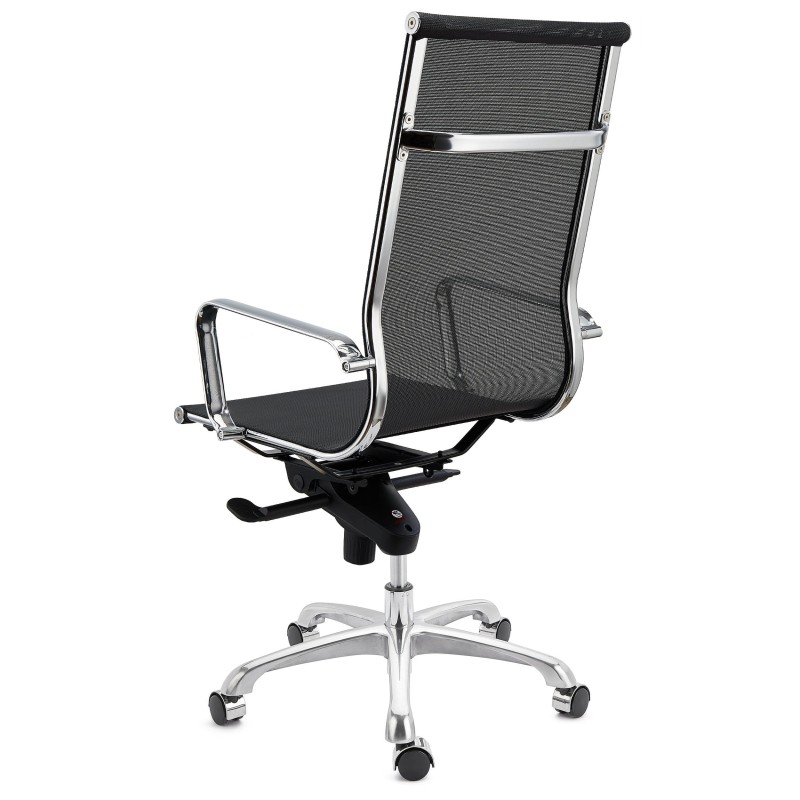 Silla de oficina DOMI, estructura cromada, en malla negra