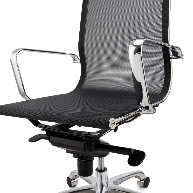 Silla de oficina DOMI, estructura cromada, en malla negra