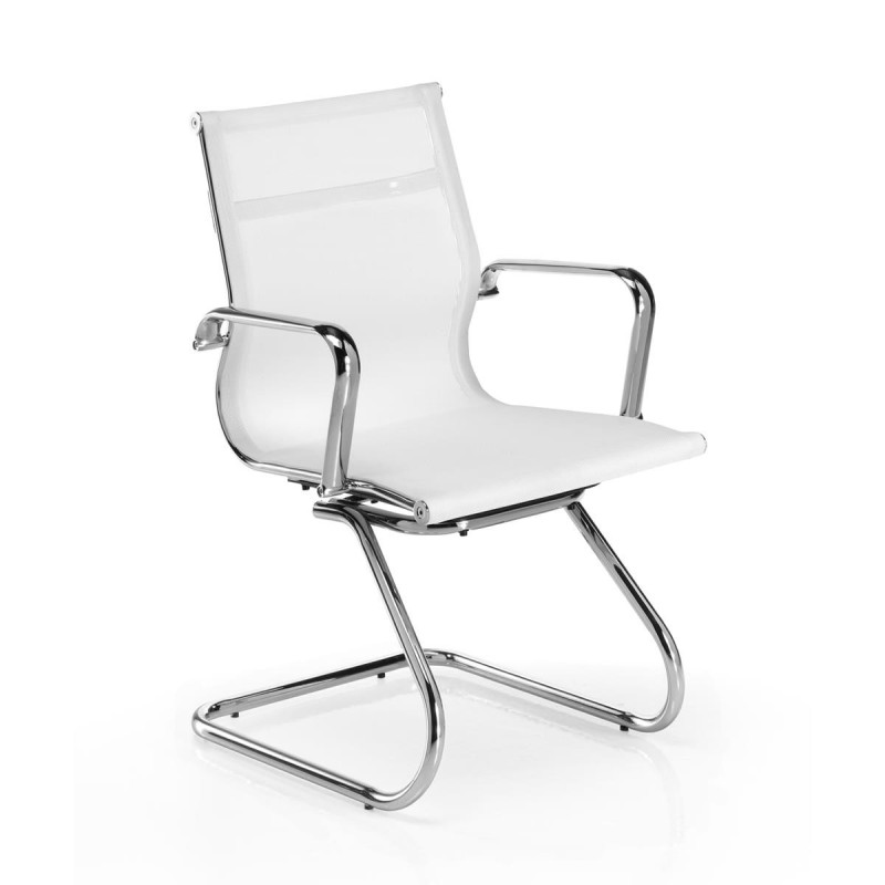 Silla de confidente DOMI, estructura cromada, en malla negra