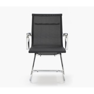Silla de confidente DOMI, estructura cromada, en malla negra 2