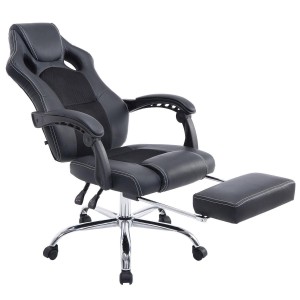 Sillón gaming SPRINT, con reposapiés extensible en malla color negro
