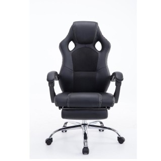 Sillón gaming SPRINT, con reposapiés extensible en malla color negro 2