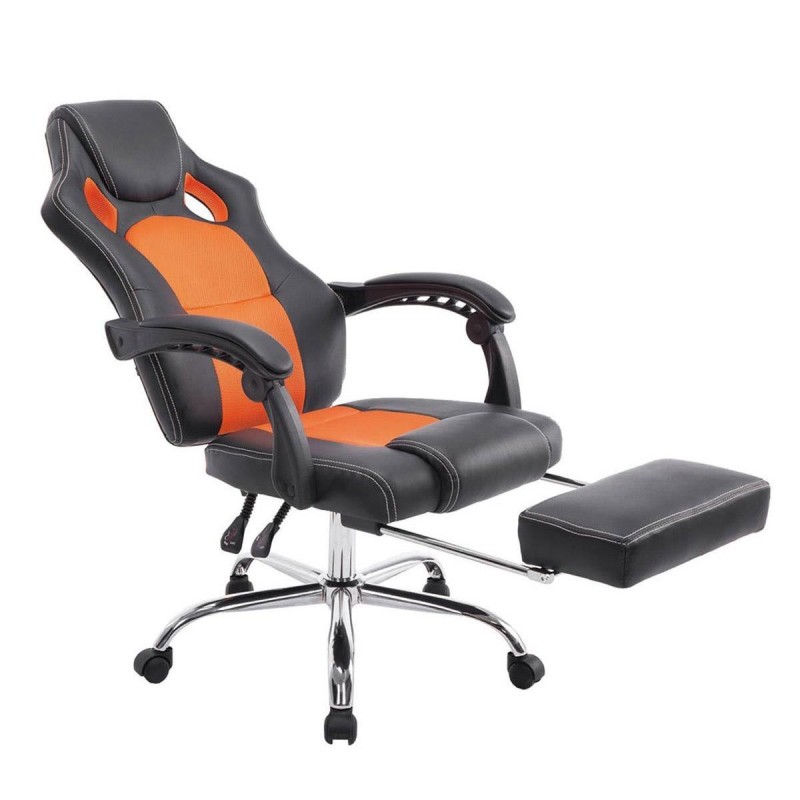 Sillón gaming SPRINT, con reposapiés extensible en malla color negro