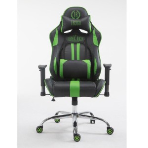 Silla gaming LOGAN, reclinable, con cojines, en piel color negro/amarillo