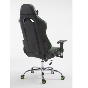 Silla gaming LOGAN, reclinable, con cojines, en piel color negro/amarillo