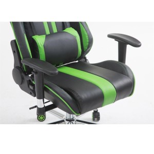 Silla gaming LOGAN, reclinable, con cojines, en piel color negro/amarillo
