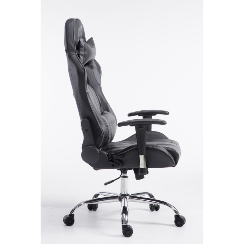 Silla gaming LOGAN, reclinable, con cojines, en piel color negro/amarillo