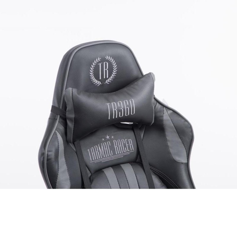 Silla gaming LOGAN, reclinable, con cojines, en piel color negro/amarillo