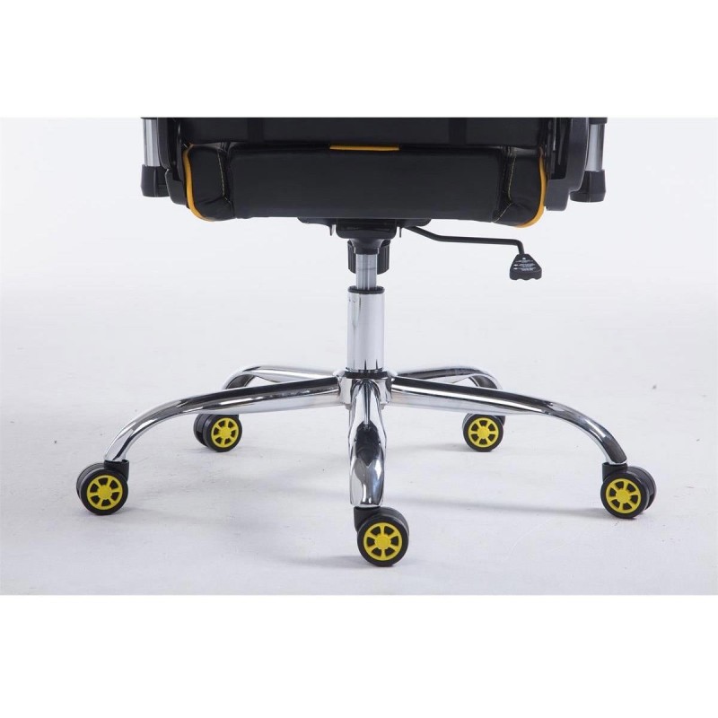 Silla gaming LOGAN, reclinable, con cojines, en piel color negro/amarillo