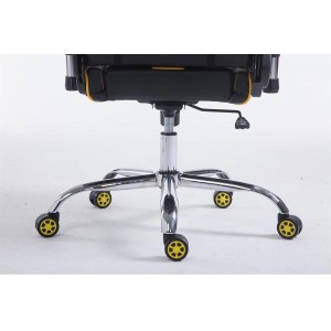 Silla gaming LOGAN, reclinable, con cojines, en piel color negro/amarillo