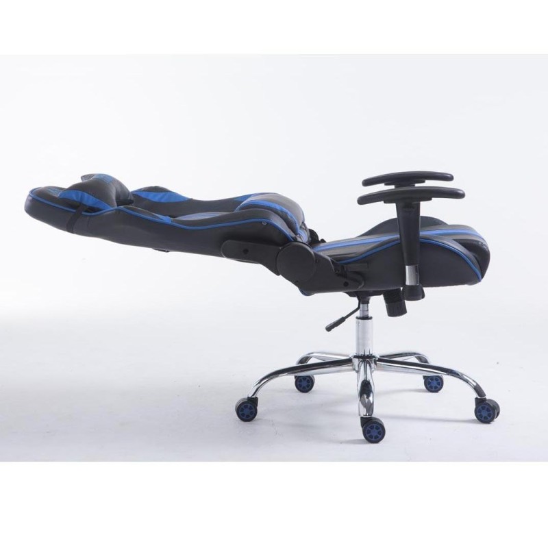 Silla gaming LOGAN, reclinable, con cojines, en piel color negro/amarillo