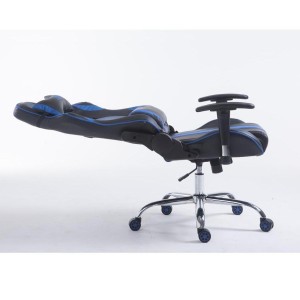 Silla gaming LOGAN, reclinable, con cojines, en piel color negro/amarillo