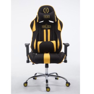 Silla gaming LOGAN TELA, reclinable, con cojines, en color negro/amarillo 2