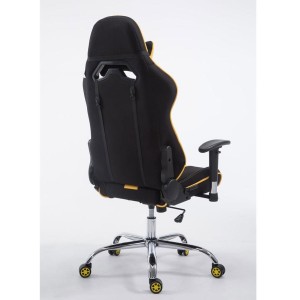 Silla gaming LOGAN TELA, reclinable, con cojines, en color negro/amarillo