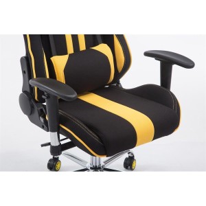 Silla gaming LOGAN TELA, reclinable, con cojines, en color negro/amarillo
