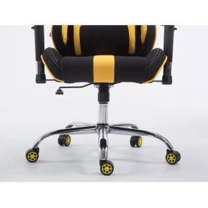 Silla gaming LOGAN TELA, reclinable, con cojines, en color negro/amarillo