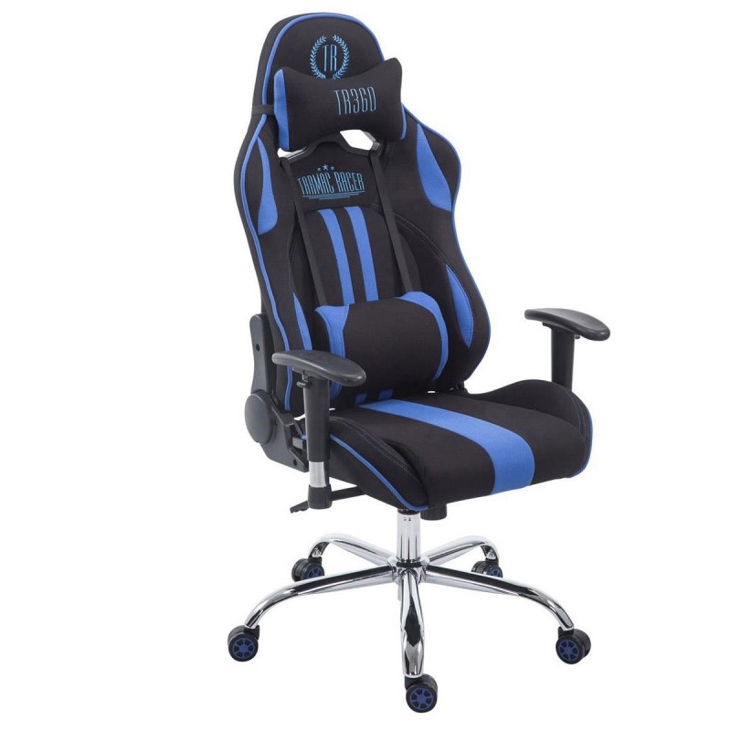 Silla gaming LOGAN TELA, reclinable, con cojines, en color negro/amarillo