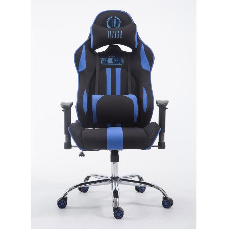 Silla gaming LOGAN TELA, reclinable, con cojines, en color negro/amarillo