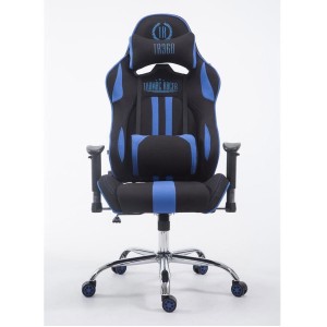 Silla gaming LOGAN TELA, reclinable, con cojines, en color negro/amarillo