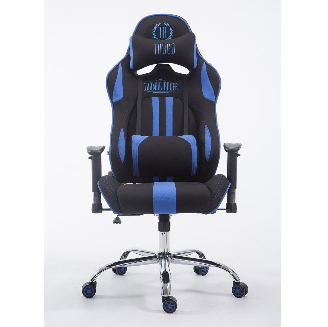 Silla Gaming LOGAN TELA, Respaldo Reclinable, Cojines Incluidos, Base de Metal, En Negro/Amarillo