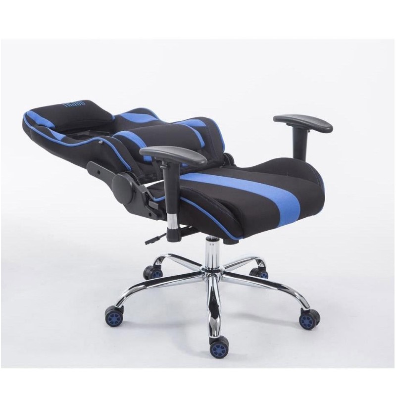Silla gaming LOGAN TELA, reclinable, con cojines, en color negro/amarillo