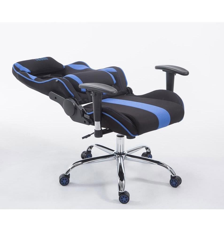 Silla Gaming LOGAN TELA, Respaldo Reclinable, Cojines Incluidos, Base de Metal, En Negro/Amarillo