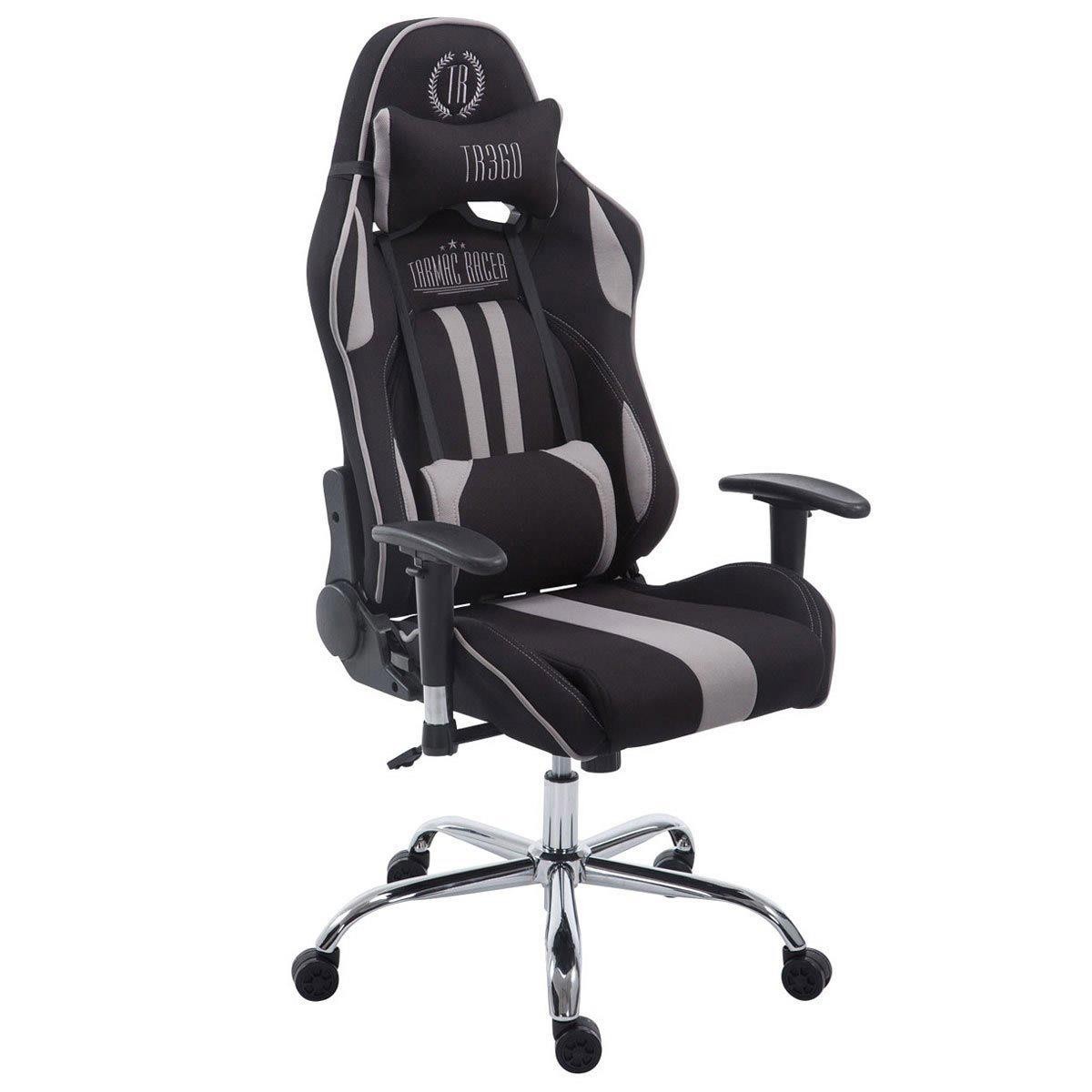 Silla Gaming LOGAN TELA, Respaldo Reclinable, Cojines Incluidos, Base de Metal, En Negro/Amarillo